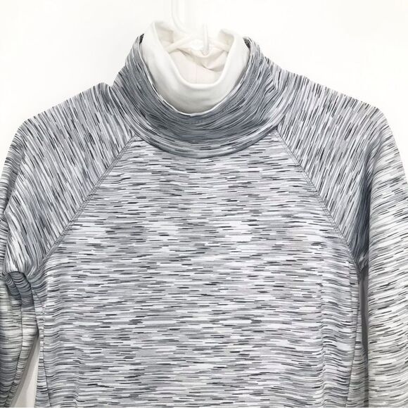 Spyder Active Gray White Marled Heather Print Turtleneck Activewear Pullover - Picture 2 of 16